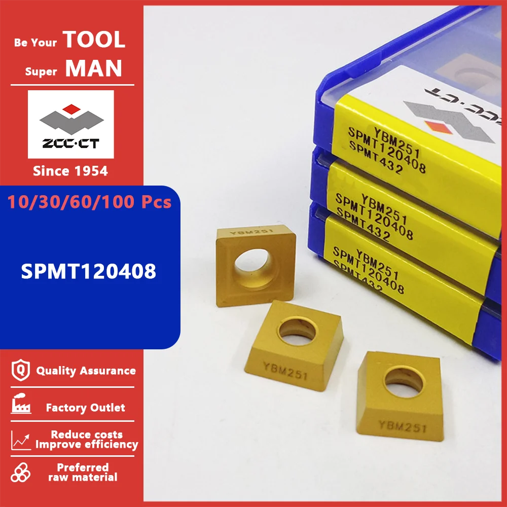 ZCCCT SPMT120408 SPMT120408-PM SPMT120408-KM SPMT120408-HT Milling Carbide Insert Blade SPMT 120408 Lathe Turning Cutting Tool