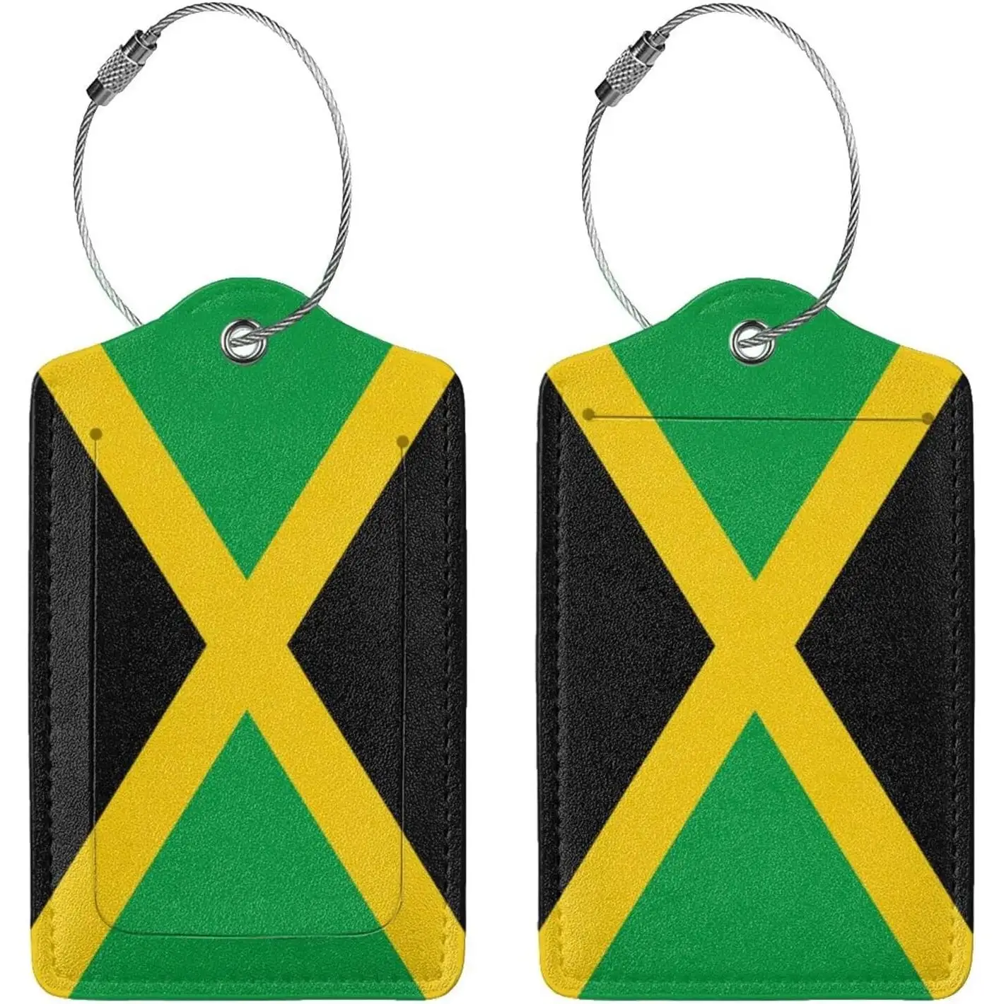 

2-упаковка багажных бирок с флагом Ямайки для чемоданов, кожаная багажная бирка с чехлом для удостоверения личности LoopName, набор этикеток для дорожных сумок