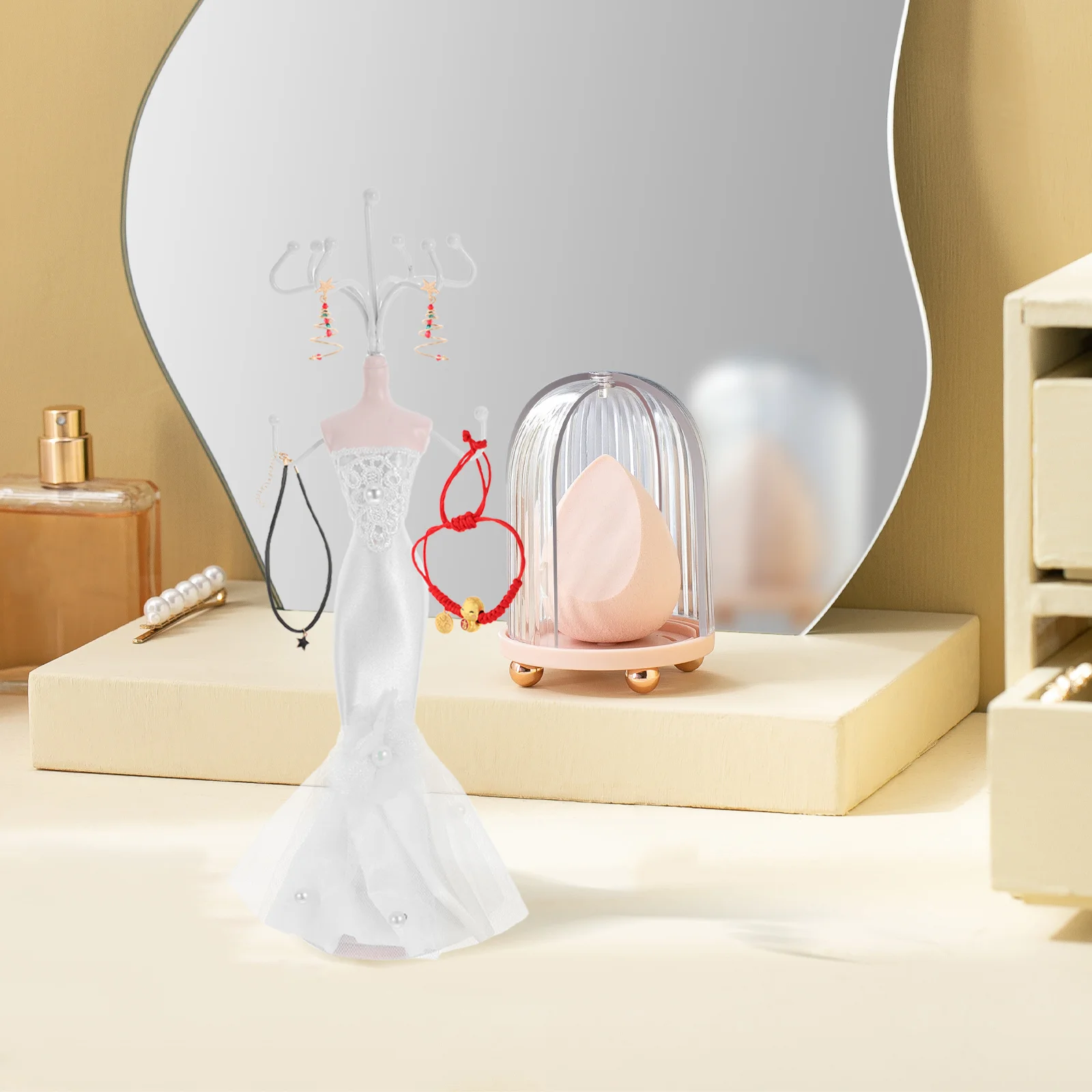 

Jewelry Holder Elegant White Mannequin Display Stand for Earrings Rings Bracelets Necklaces Bridal Jewelry Organizer Home Decor