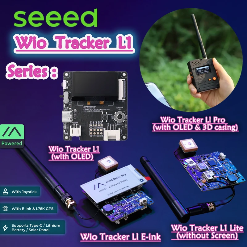 سلسلة Wio Tracker L1، عقدة Meshtastic قابلة للتطوير LoRa (862–930 MHz)، Wio Tracker L1 / E-ink /Pro /Lite، NRF52840 L76K GPS Wireless #1