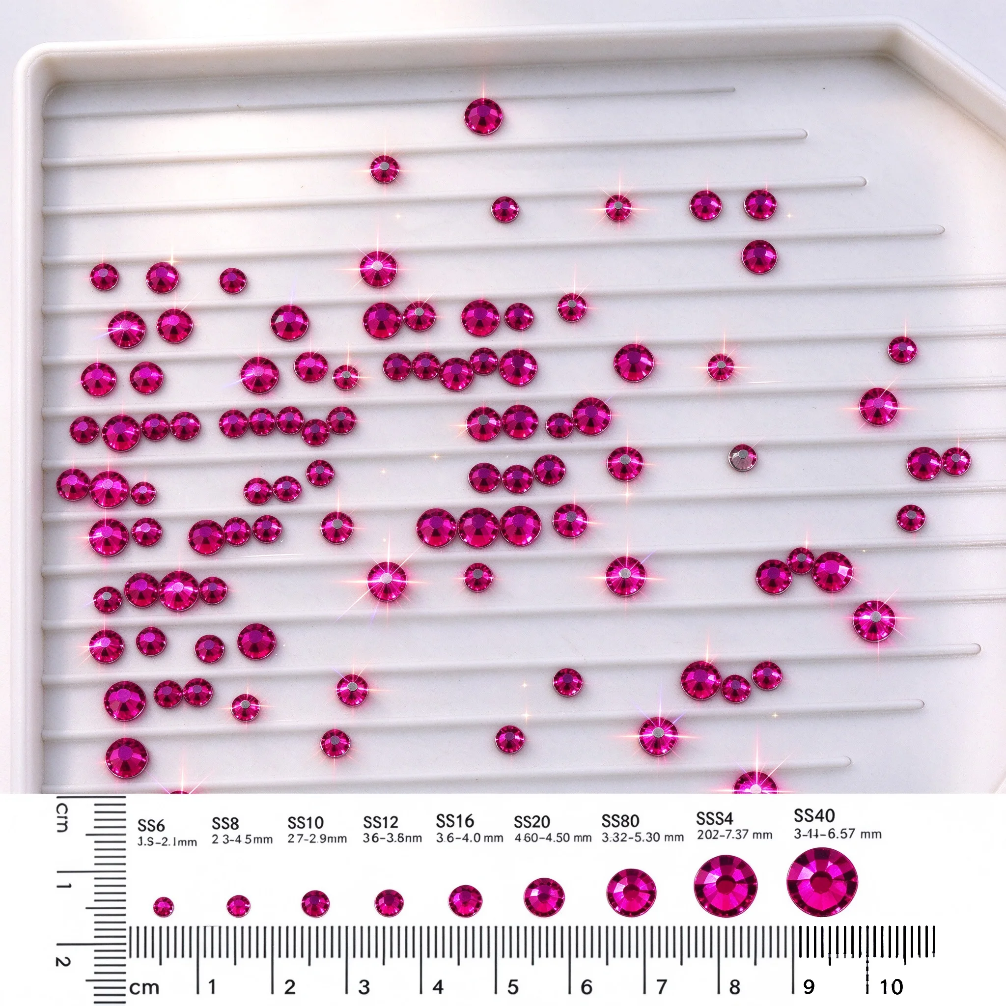 Light Fuchsia Rhinestone Glitter Crystal Non Hot Fix Rhinestones Glass Strass Flatback For DIY Nails Garment Decorations