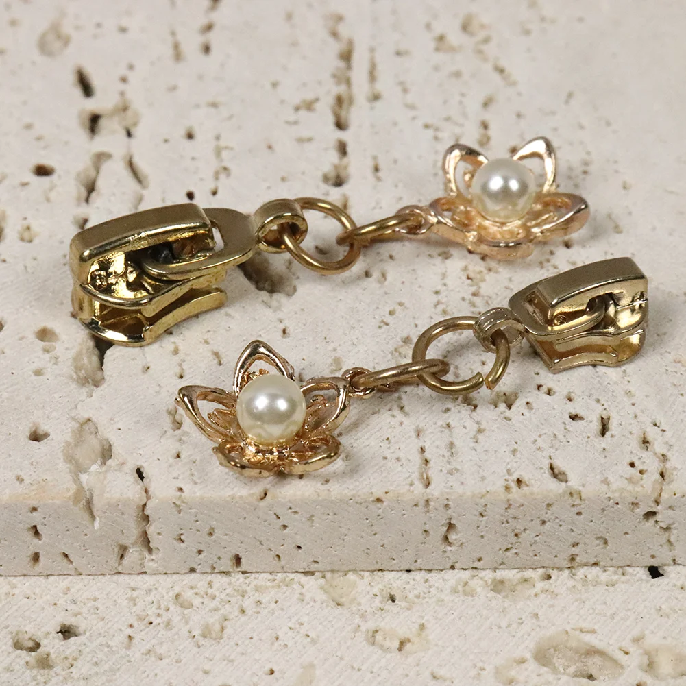 Застежки-молния с цветочным жемчугом для # 3/ # 5 молний |   Декоративные металлические ползунки с автоматическим замком для сумок, платьев, сумок, поделок своими руками