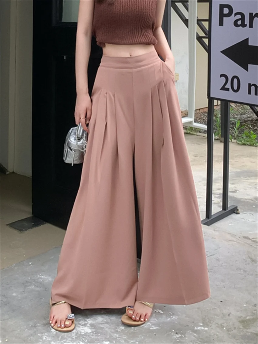 

Alien Kitty Women Daily Wide Leg Trousers 2023 OL Chic Solid Loose Fashion New Office Lady Summer Minimalist Work Wear Pants