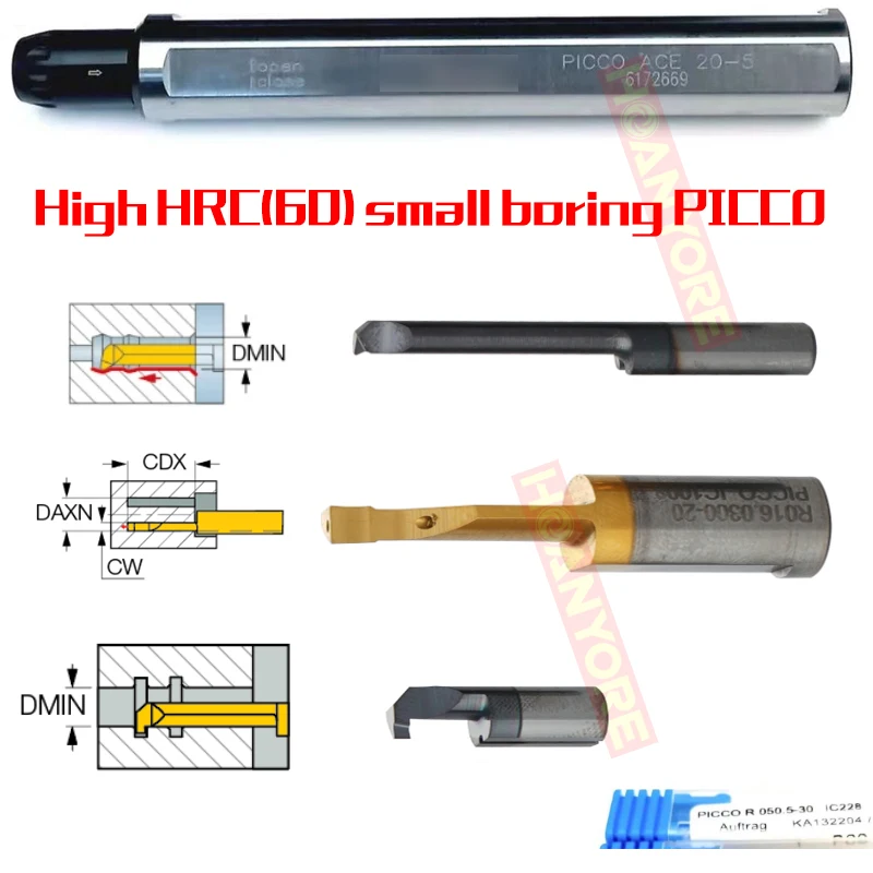 PICCO R050.4-10 IC908/IC228 R050.5 R050.6 Inserts for internal turning and chamfering face groove