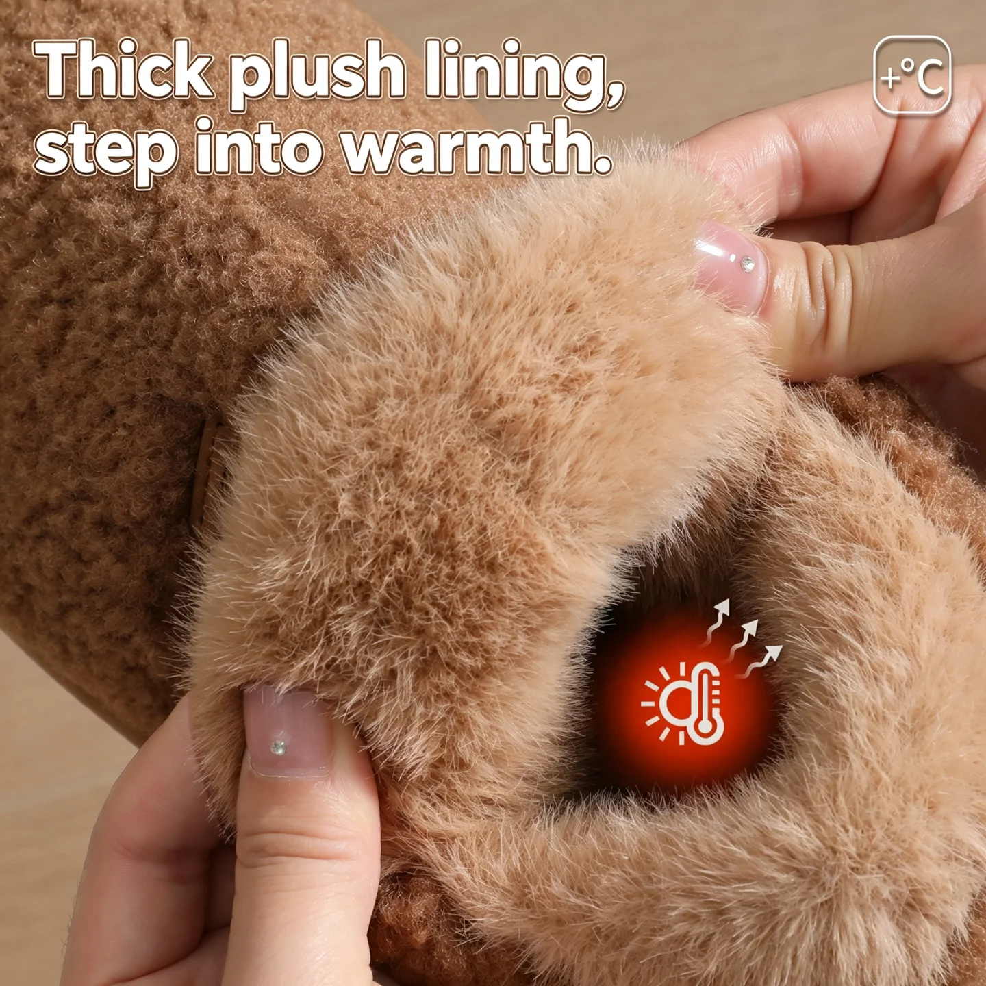 Winter Warm Slippers Women Men Fluffy Teddy Fleece Plush Indoor House Shoes Platform Cushion Sole Anti-Slip Bedroom Booties view 3