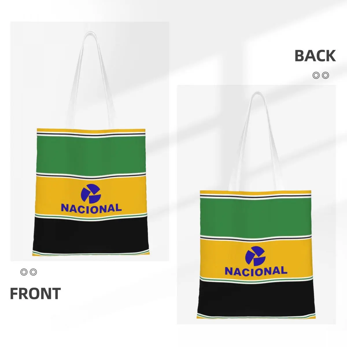 Custom Fashion Ayrtons Brazilian Racing Driver Senna Shopping Tote Bags Recycling Groceries Canvas Shopper Shoulder Bag