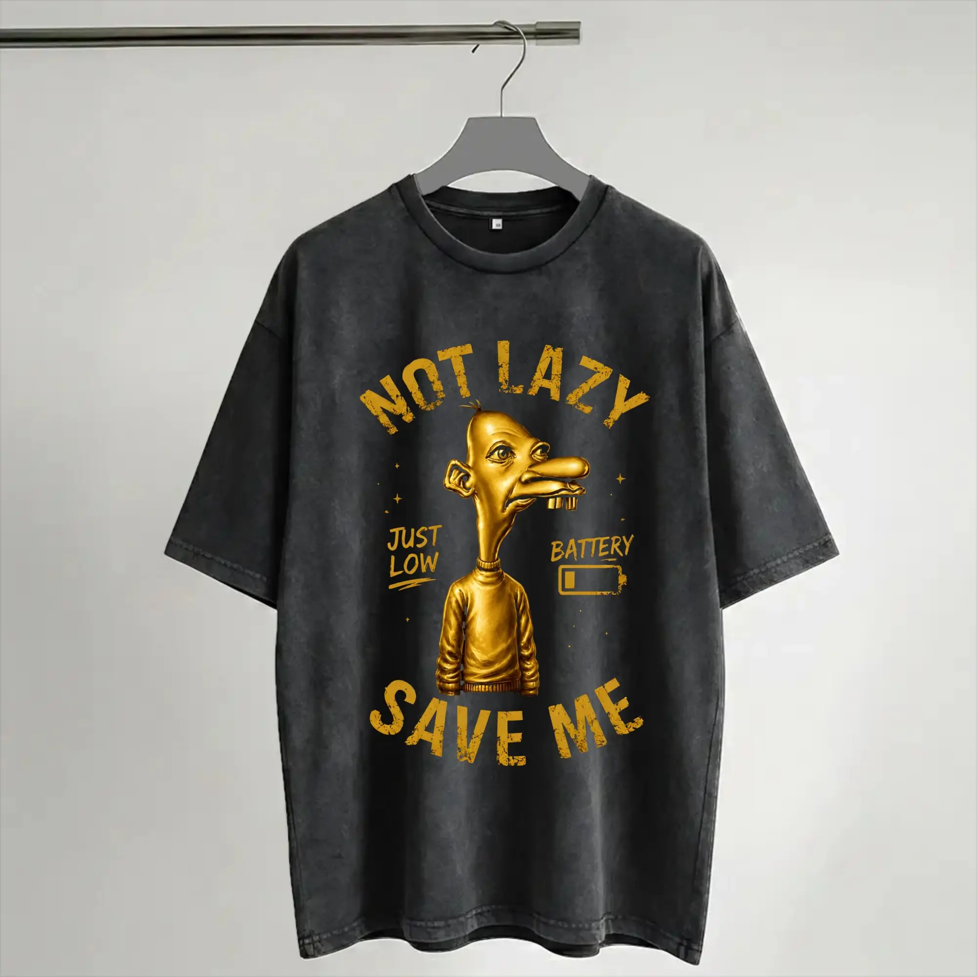 Golden Neegy Meme Funny Internet Brainrot Gen Z Humor Merch Washed T Shirts Men Women Streetwear Hip Hop T-Shirts