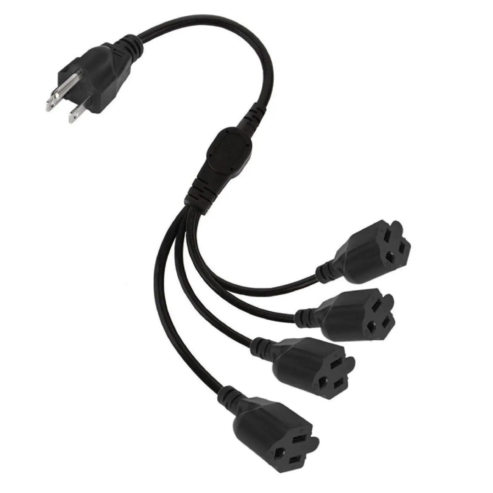 16AWG to 18AWG Power Cord Splitter 1 to 4, 3 Prong US Plug Extension Cable for led Stage Light, 100-240V