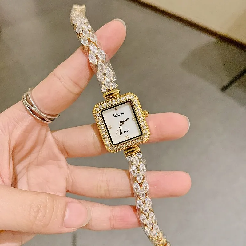 

2024 Rectangle Diamond Bracelet Women Watches Quartz Top Brand Luxury Ladies Watch Rhinestone Bling Elegant Wristwatch For Gift