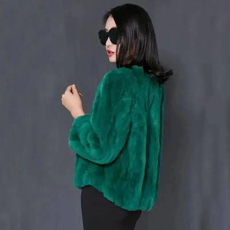 Casaco de pele de coelho real para mulheres moda inverno genuíno rex jaquetas de pele de coelho feminino estilo curto roupas quentes de alta qualidade