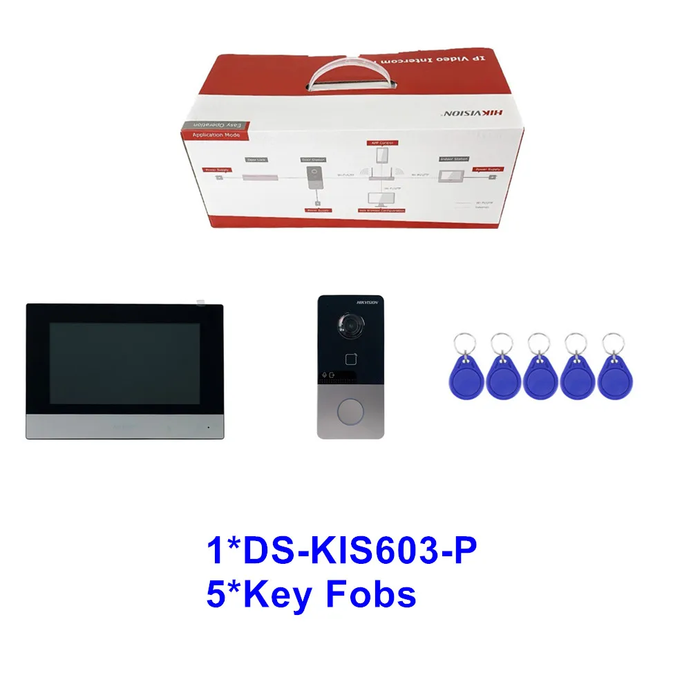 Hikvision IP WIFI วิดีโอ Intercom ระบบ DS-KIS603-P DS-KV6113-WPE1 Wireless POE Doorbell DS-KH6320-WTE1 7 นิ้วจอภาพในร่ม