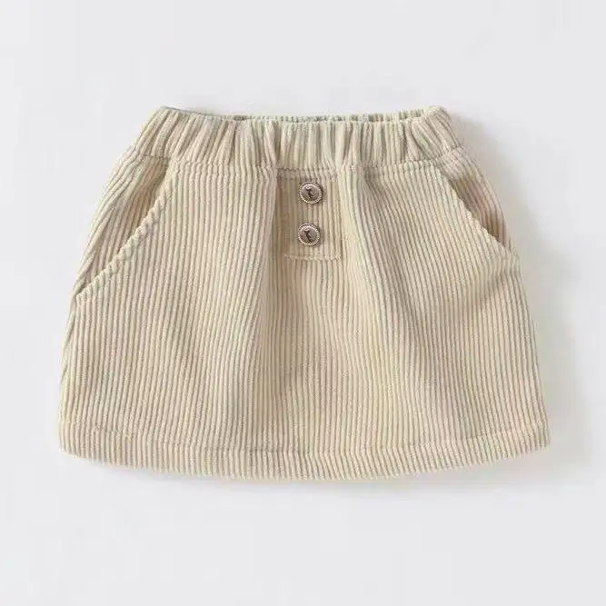 Girls Corduroy A-Line Skirt 2025 New Versatile Fashionable Childrens Princess Dress Spring and Autumn Toddler Skirt