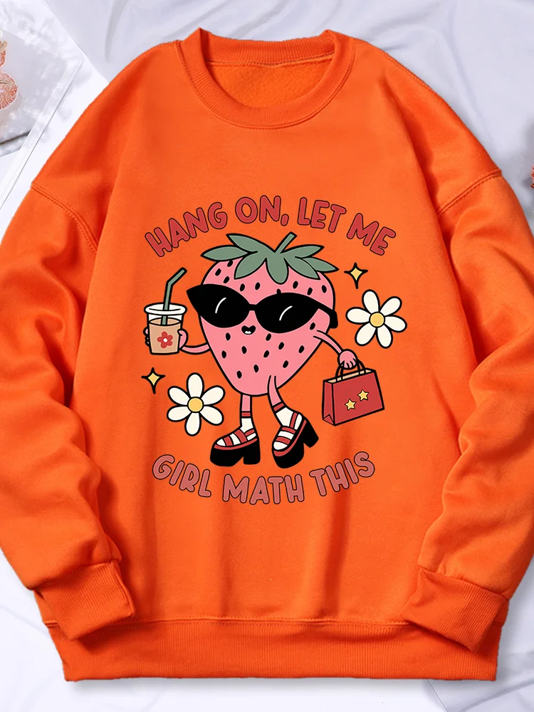 Strawberries Drinking Juice Print Woman Sweatshirt Hip Hop Oversize Hoody Autumn Casual Hoodies Loose Soft Comfortable Clothes