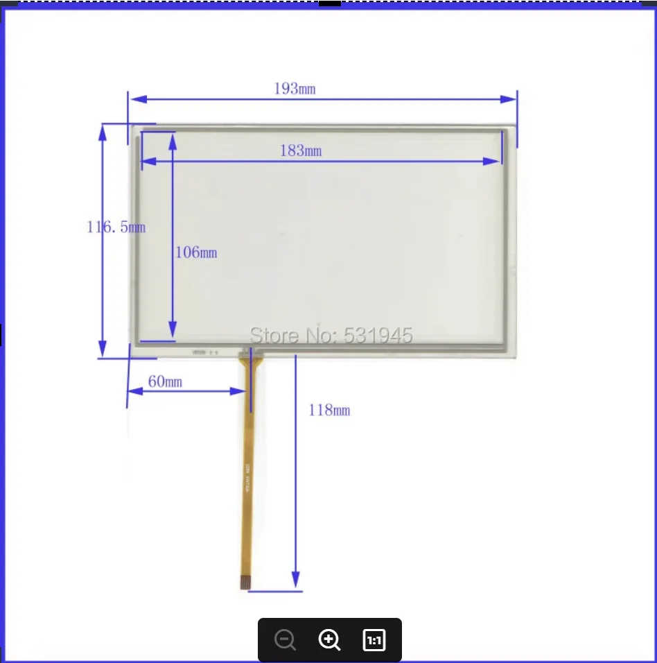 ZhiYuSun NEW 8 Inch TouchScreen193*117  193mm*117mm for industry applications XWT398 GLASS   onAT080TN display
