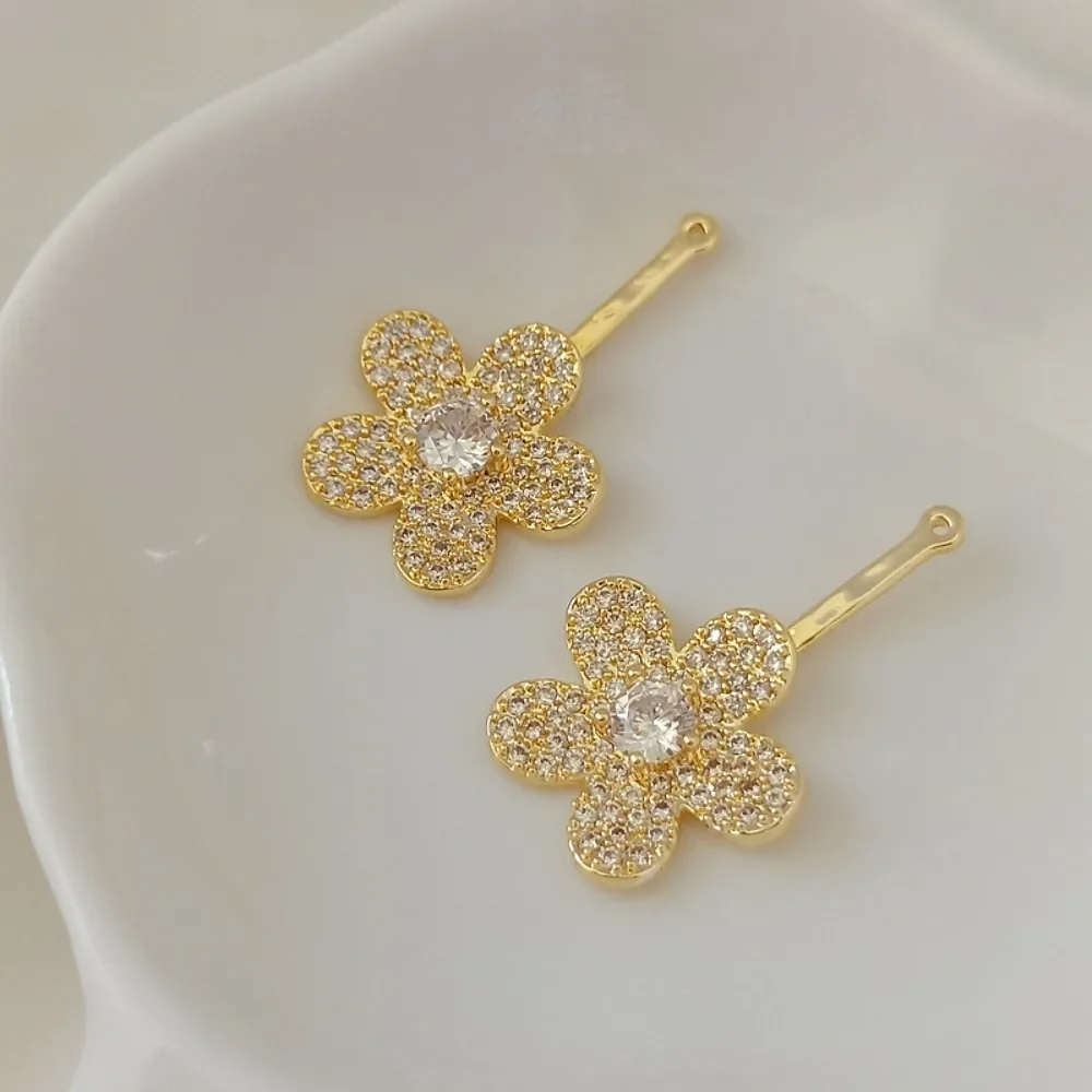 

14K Gold-plated, Zircon Rhinestone, Five-leaf Flower Tassel Earrings, Earrings and Pendants, DIY Handmade Jewelry Accessories