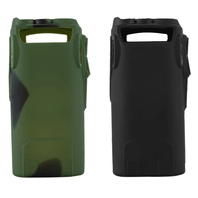 ABGZ-2 Pcs Handheld Radio Silicone Cover Protect Case For Baofeng Uv-82, Black & Camouflage