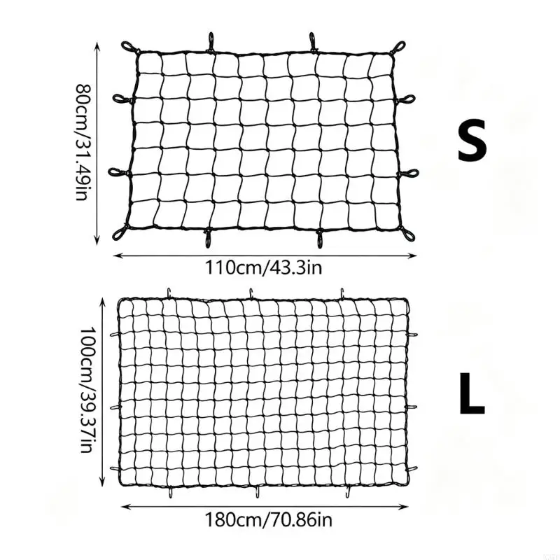 Overhead Car Storage Net, Elastic Rubber Ceiling Cargo Net Black Cabin Luggage Storage for Sedans SUVs MPVs, Driving X37F