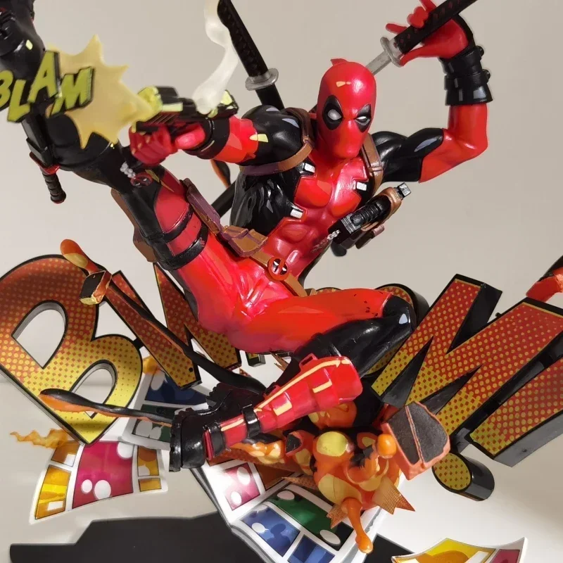 24cm Anime Figure Deadpool Breaking The Fourth Wall  Action Figurine Pvc Collectible Computer Case Decor Model Dolls Toy Gift