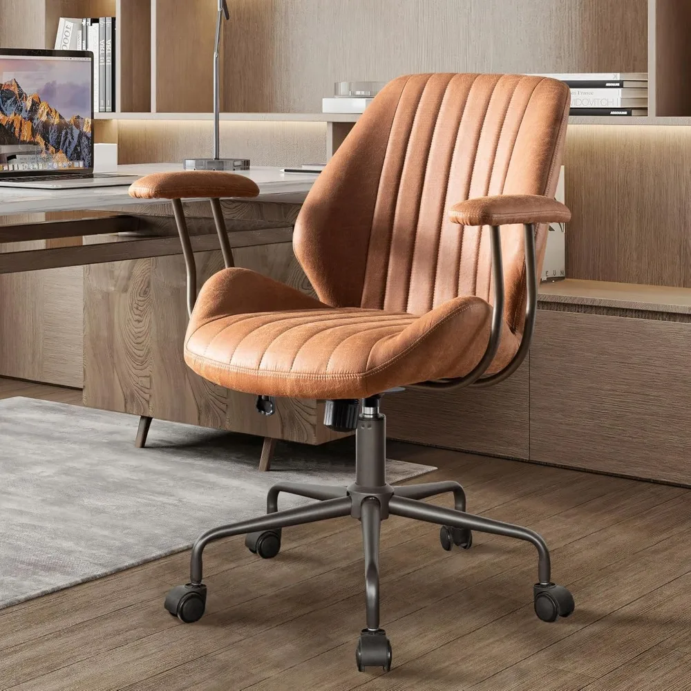 

mid-century modern ergonomic executive office chair with lumbar support and swivel rolling task chair