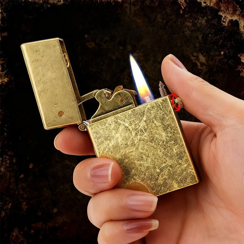 

Creative Automatic Catapult Ignition Antique Style Kerosen Lighter Metal Retro Old-fashioned Kerosen Machine High-end Gift