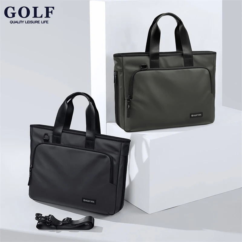GOLF QUALITY Borsa da ufficio da uomo Valigetta in nylon impermeabile Borsa per computer da 16 pollici Borsa per documenti multistrato Chiusura con cerniera