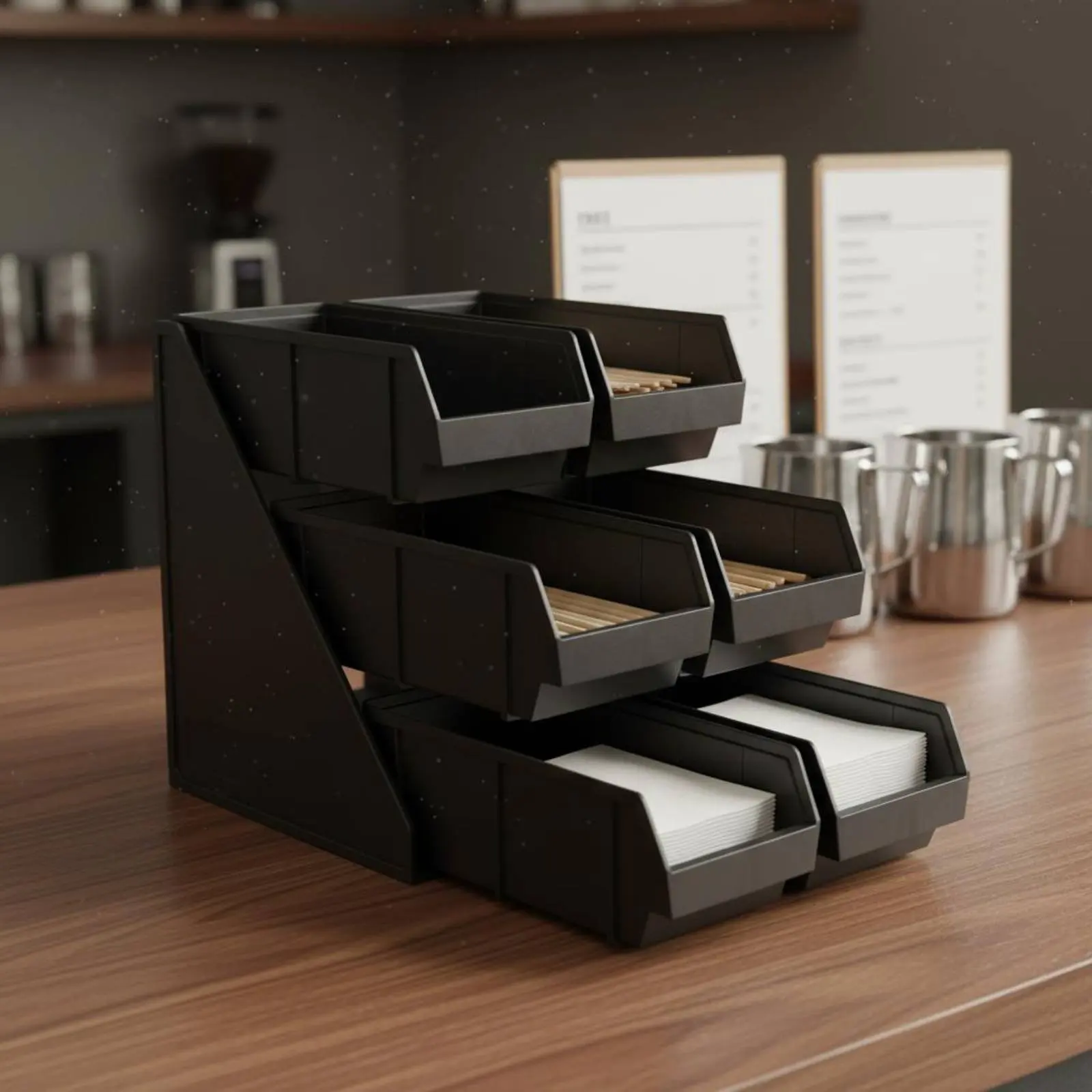 Coffee Shop Supply Holder Commercial Use Countertop Shelf Organizer 4-Tier Organizer Custom Logo Support Coffee Station Rack
