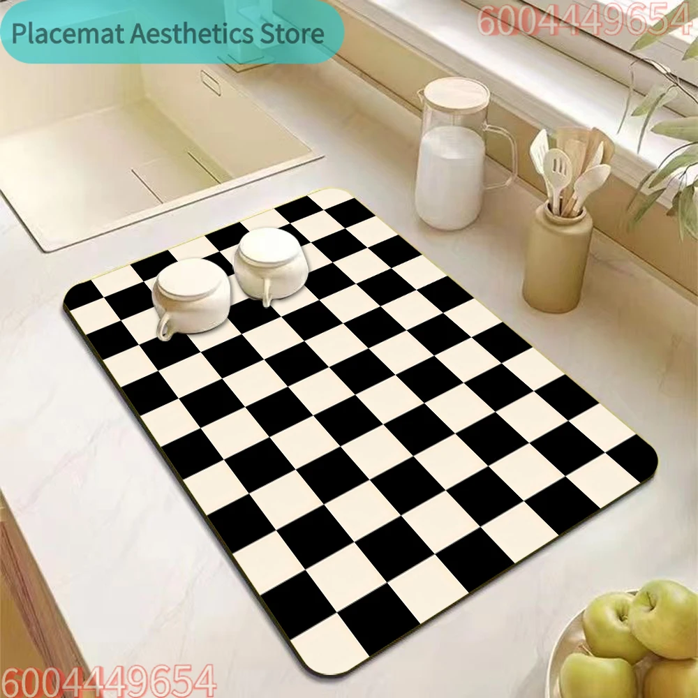 Checkerboard pattern Machine Drip Mat with Non-Slip Rubber Sole Anti-Dirt for Coffee Machine Kitchen Sink Bathroom Countertop