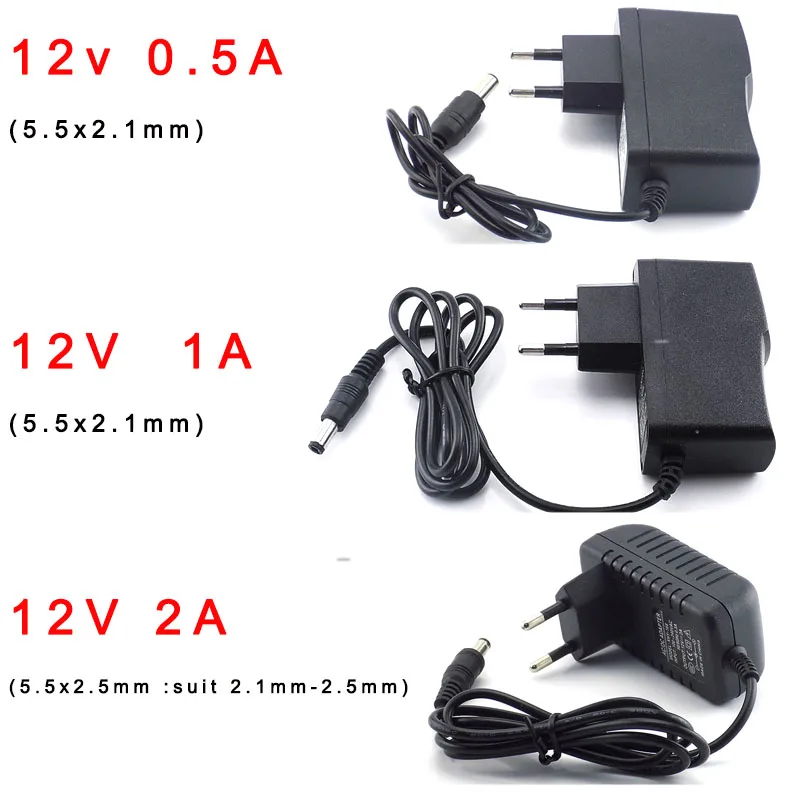 AC 100-240V to DC 5V 12V 9V 1A 2A 3A 0.5A Power Adapter Supply Converter charger 5.5mm x 2.1 2.5mm for CCTV LED Strip B4