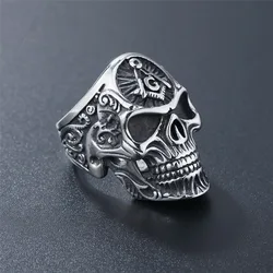 Vintage Masonic Skull Ring For Men Knight Temple Stainless Steel Freemason Ring Fashion Gothic Skull Jewelry Gift Wholesale