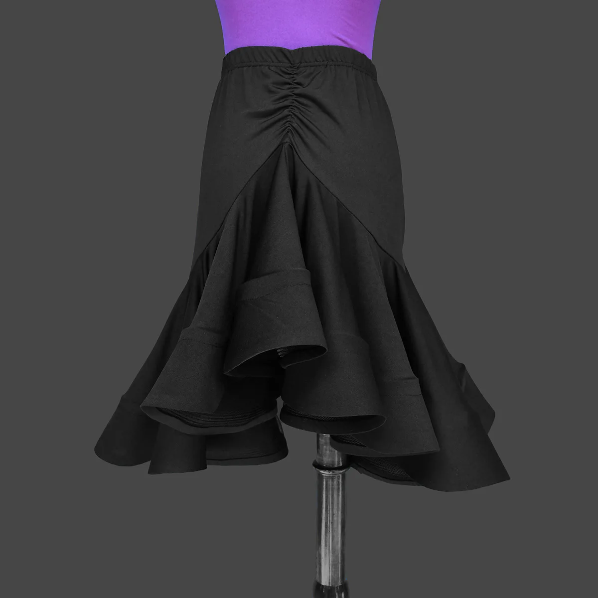 Black Sexy Women Latin Dance Irregular Half-length Skirt Tango Ballroom Competition Evening Party Stage Performance Clothing XXL