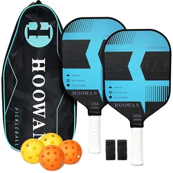 HOOWAN Pickleball Paddle Set T700 Raw Carbon Friction Surface USAPA Pickle Ball Racket Graphite Face 16MM Poly-hexa Core