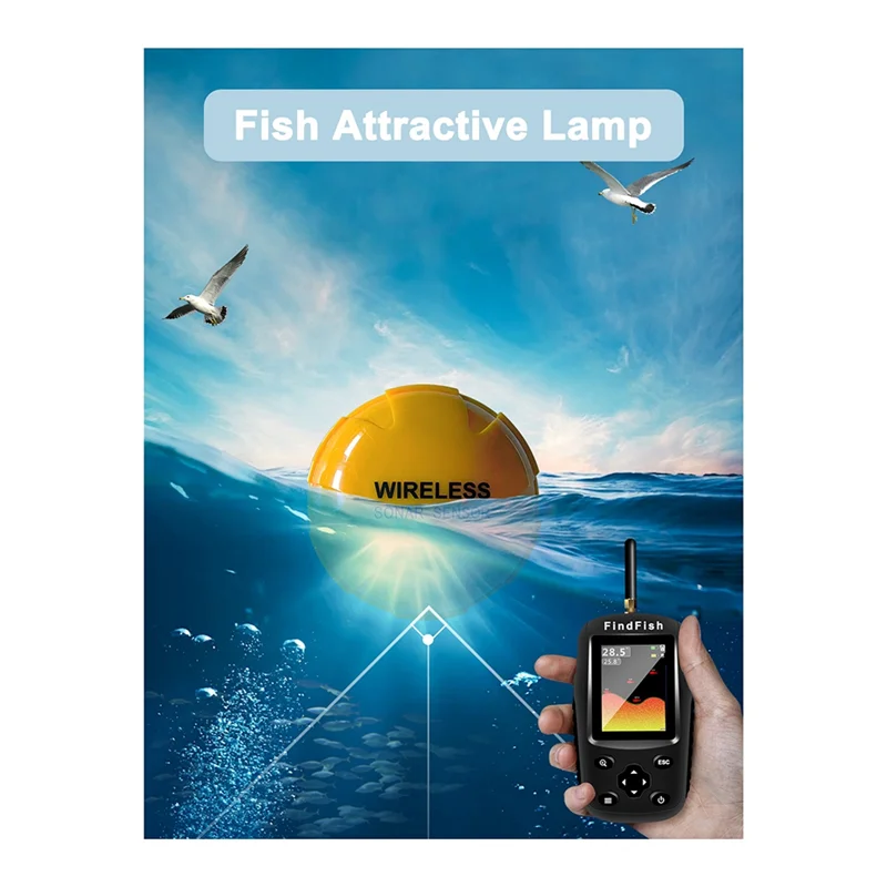 Smart English Russian Menu Wireless Sonar Portable Fish Finder Sensor Echo Sounder Alarm River Lake Sea Bed Live