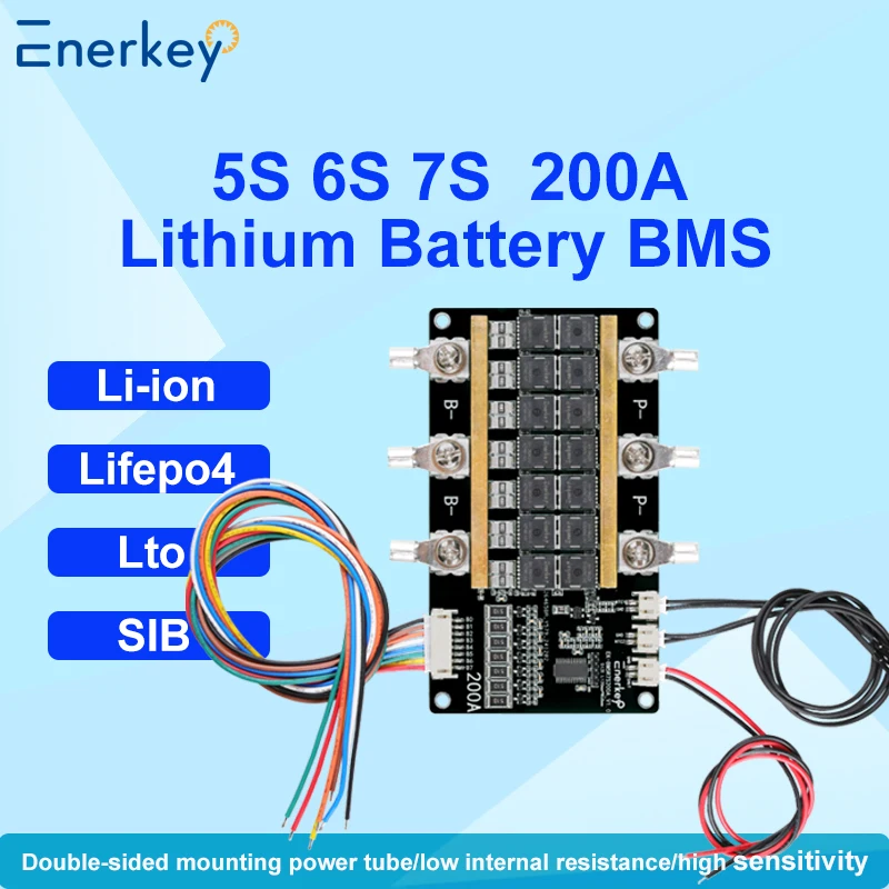

Enerkey BMS 5S 15V 6S 18V 7S 21V 200A с пассивным балансом защиты от перезаряда/разряда для литий-ионного/Lifepo4/Lto аккумулятора