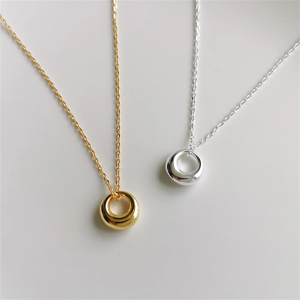 

S925 Silver Korean Geometric Circle Collarbone Chain, INS Style, Women's Niche Minimalist Light Luxury Jewelry