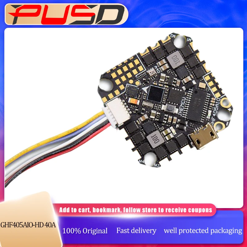 JHEMCU GHF405AIO-HD 40A AIO 비행 컨트롤러 F405 F4 내장 OSD Blheli-S ESC 2-6S Lipo RC FPV 투스픽 레이싱 드론용