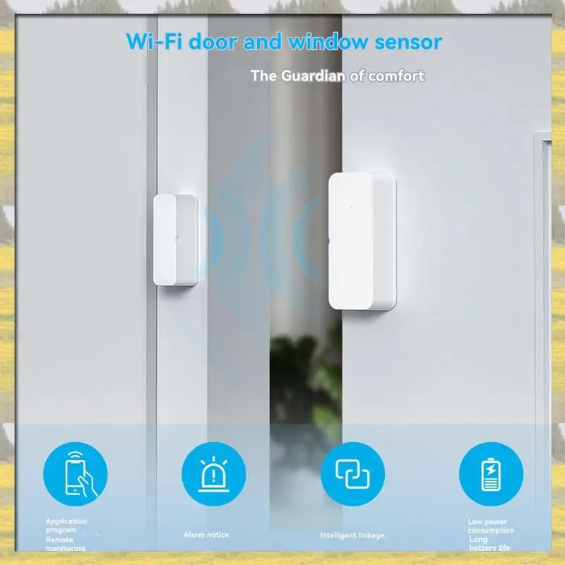 2025 New Home Security Smart Window And Door Sensor With WIFI TUYA, Wireless Door Open/Closed Alarm System
