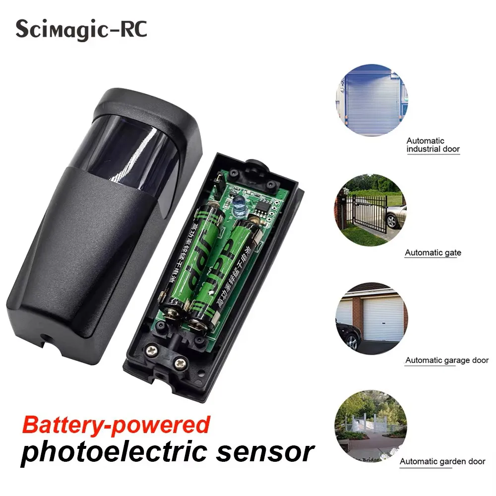 2Sets 12-24V DC Battery Powered Wireless Infrared Safety Photocell Beam Sensor, Suitable for Sliding&Swing Gate Openers Barriers