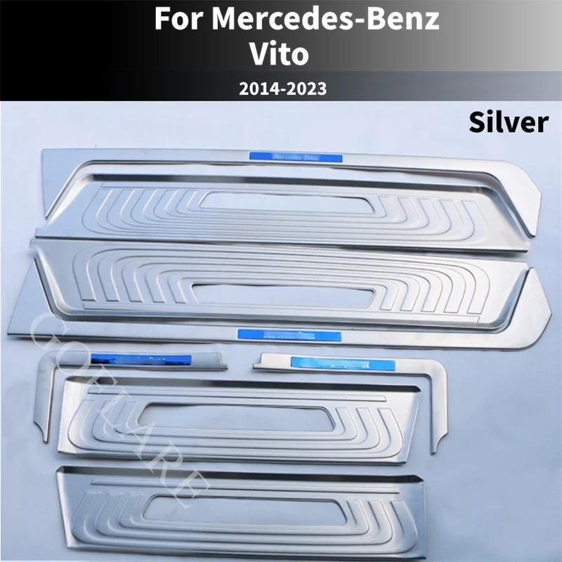 For Mercedes BENZ Vito V Class Metris Viano Metris W447 2014-2023 Car Door Sill Scuff Step plate Protector Cover Trim Stainless