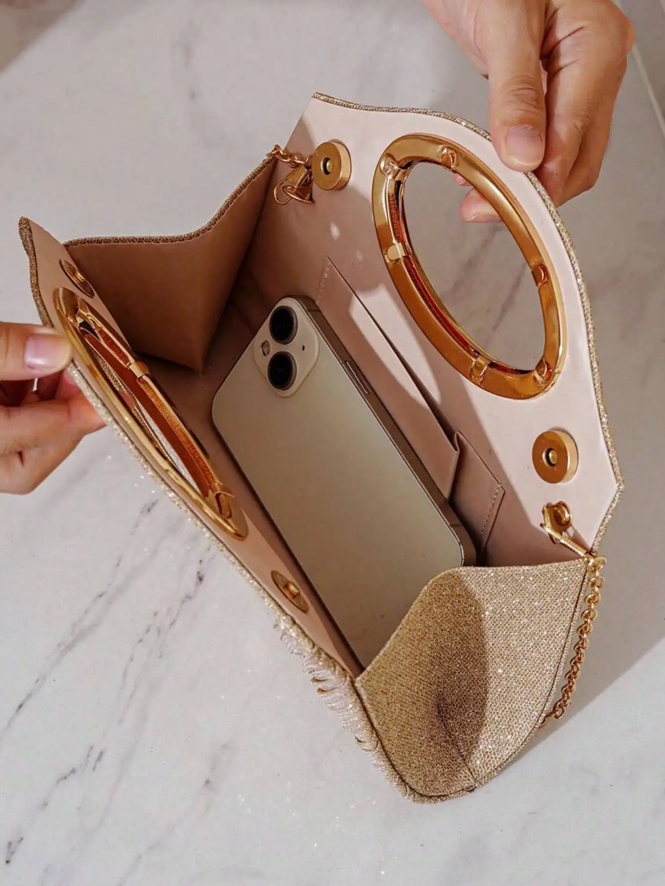 حقيبة دلو خفيفة الوزن من حجر الراين واللؤلؤ الصناعي - أنيقة وهادئة للحفلات والعشاء والعروس #5