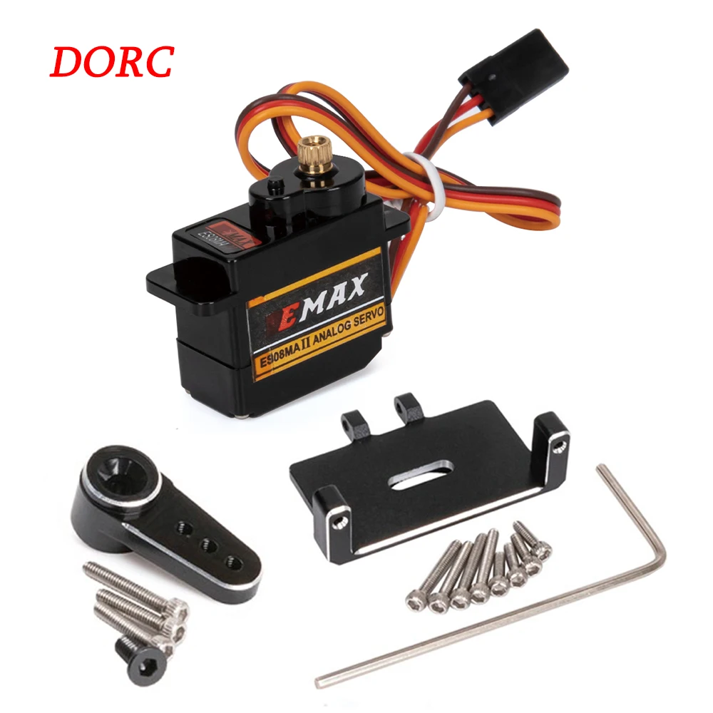 EMax ES08MA II – Servo à engrenage métallique analogique 12g avec support et bras 15T pour modèle de voiture 1/24 RC Axial SCX24 gladiateur, pièces de mise à niveau