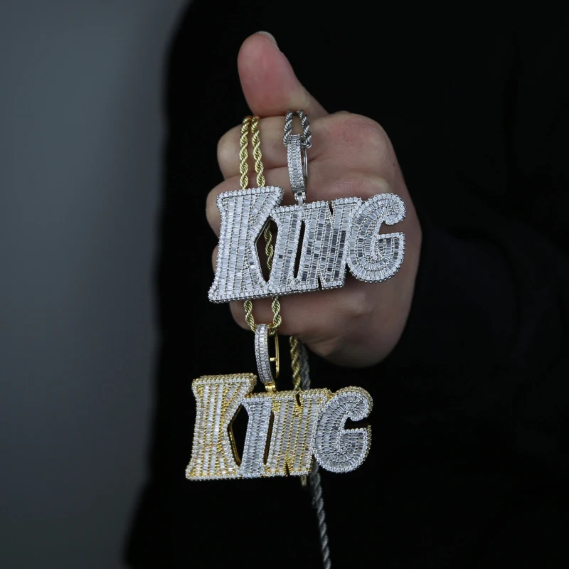قلادات متدلية بحروف مبهرجة ، لونين ، لون ذهبي ، أحجار زركونيا هندسية ، سحر الزركون ، موسيقى الهيب هوب الرجالية ، مجوهرات فاسدة ، جديدة #3
