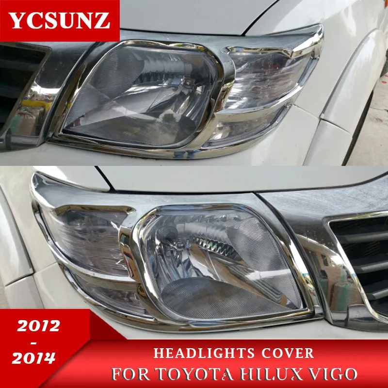 

ABS Chrome Headlight Lamp Cover For Toyota Hilux Vigo SR5 2012 2013 2014 Double Cabin Car Accessories