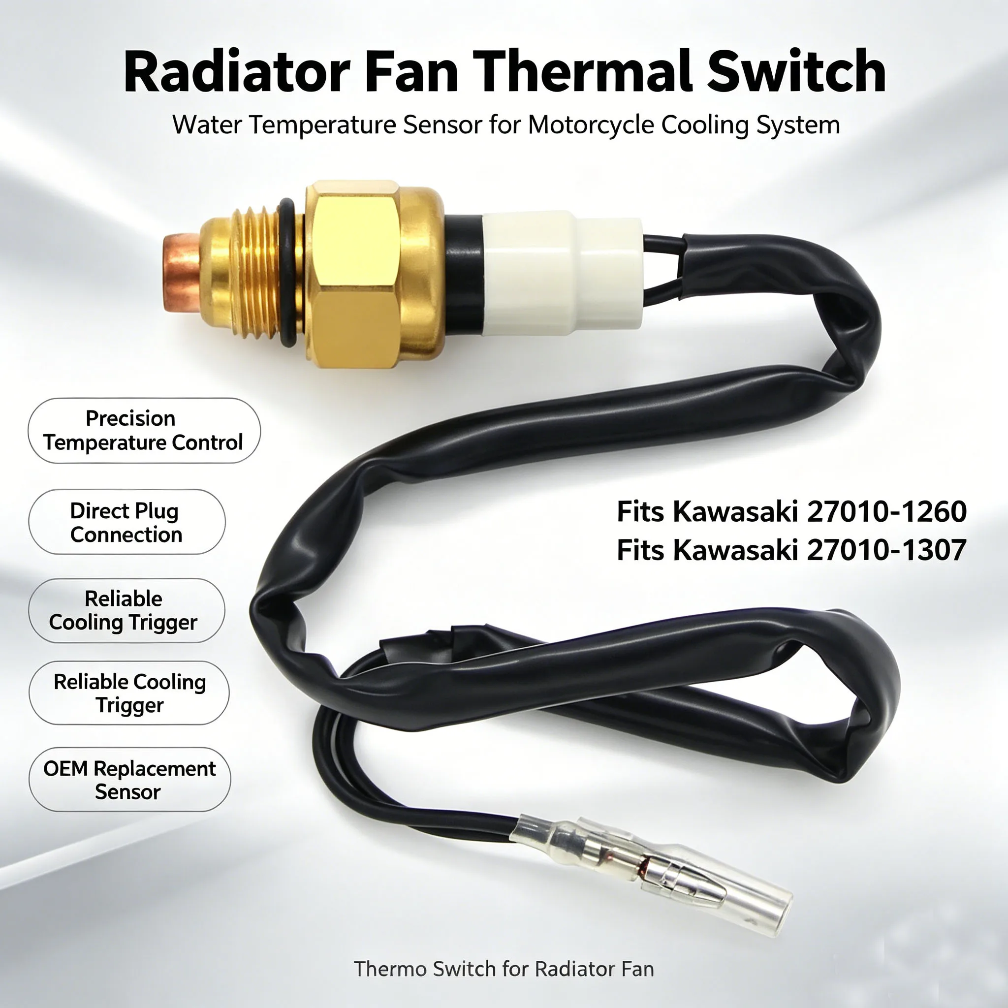 Motorcycle Radiator Fan Thermo Switch Water Temperature Sensor For Kawasaki EN400 Twin Bulcan EN450 EN500 Vulcan MULE1000 KAF450