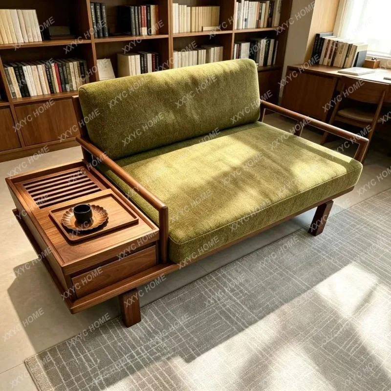 XX  New Chinese black walnut leisure chair with storage edge, modern single solid wood