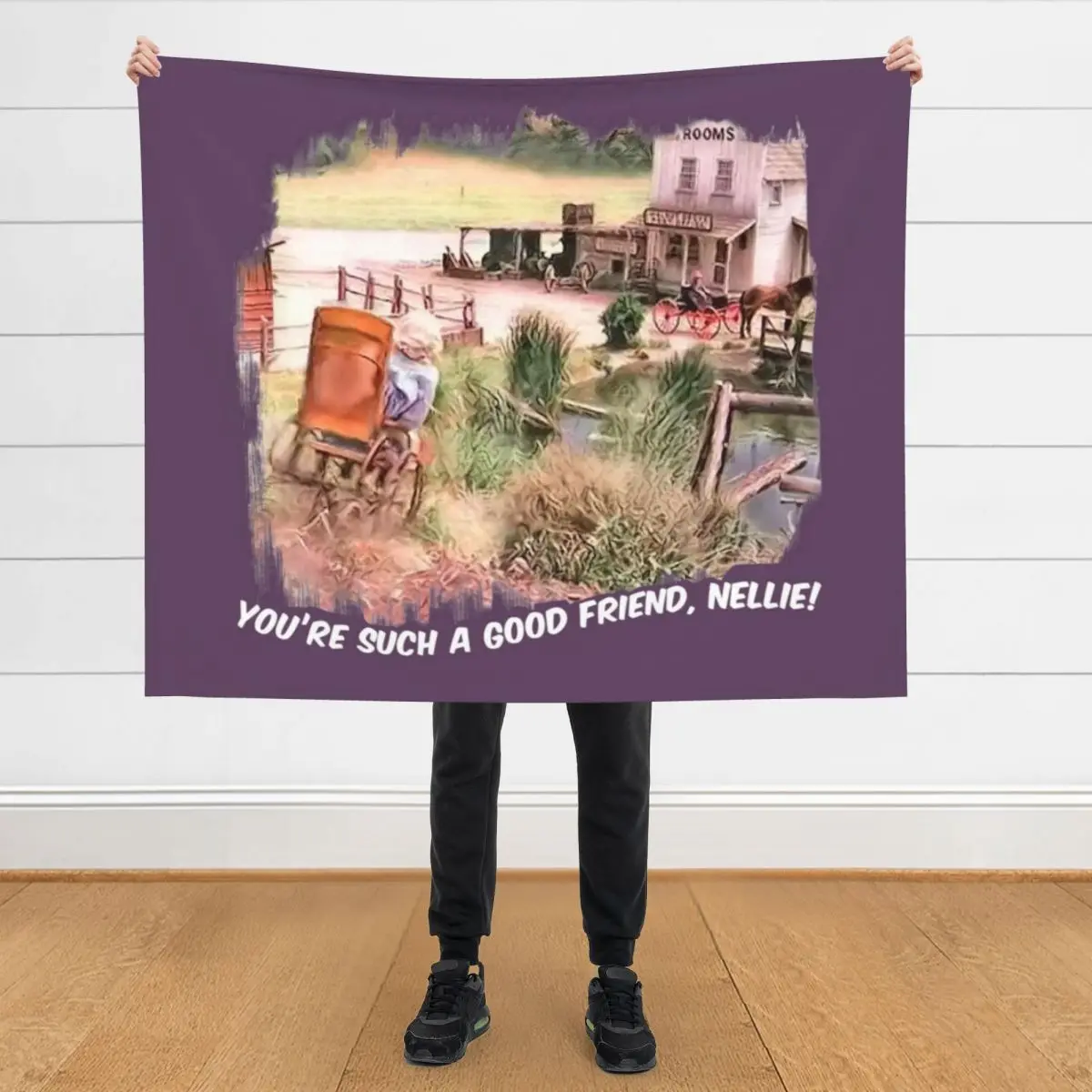 

You're Such a Good Friend Nellie Little House Scene White Title Throw Blanket Soft Big Loose Polar Blankets
