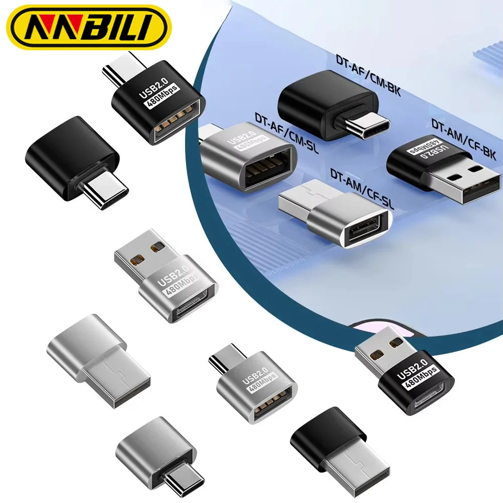 NNBILI جديد OTG محول نوع C ذكر إلى USB 2.0 موصل سالب محول جودة عالية نوع C إلى USB OTG القرص فلاش محول ﻿