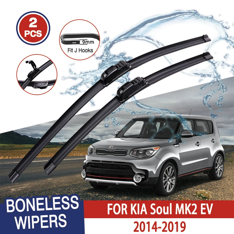 For KIA Soul MK2 EV 2014-2019 Car Front Wiper U-type Soft Rubber Boneless Wiper HD Quiet Durable Automotive Wiper 24\