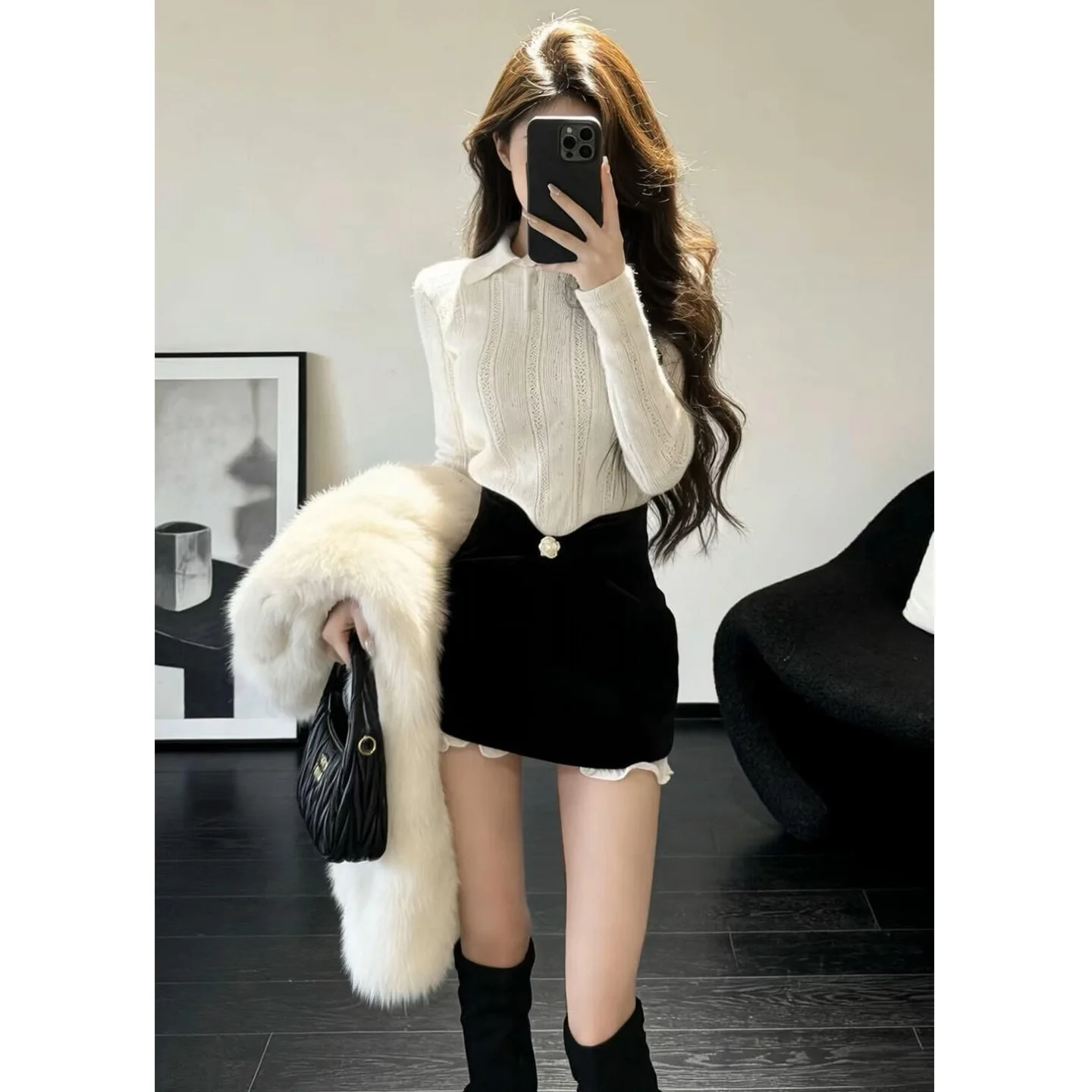 

Miu Series Knitted Dress Women's Winter 2025 New Style Beautiful Set Short Skirt Casual Sportswear Street Trend