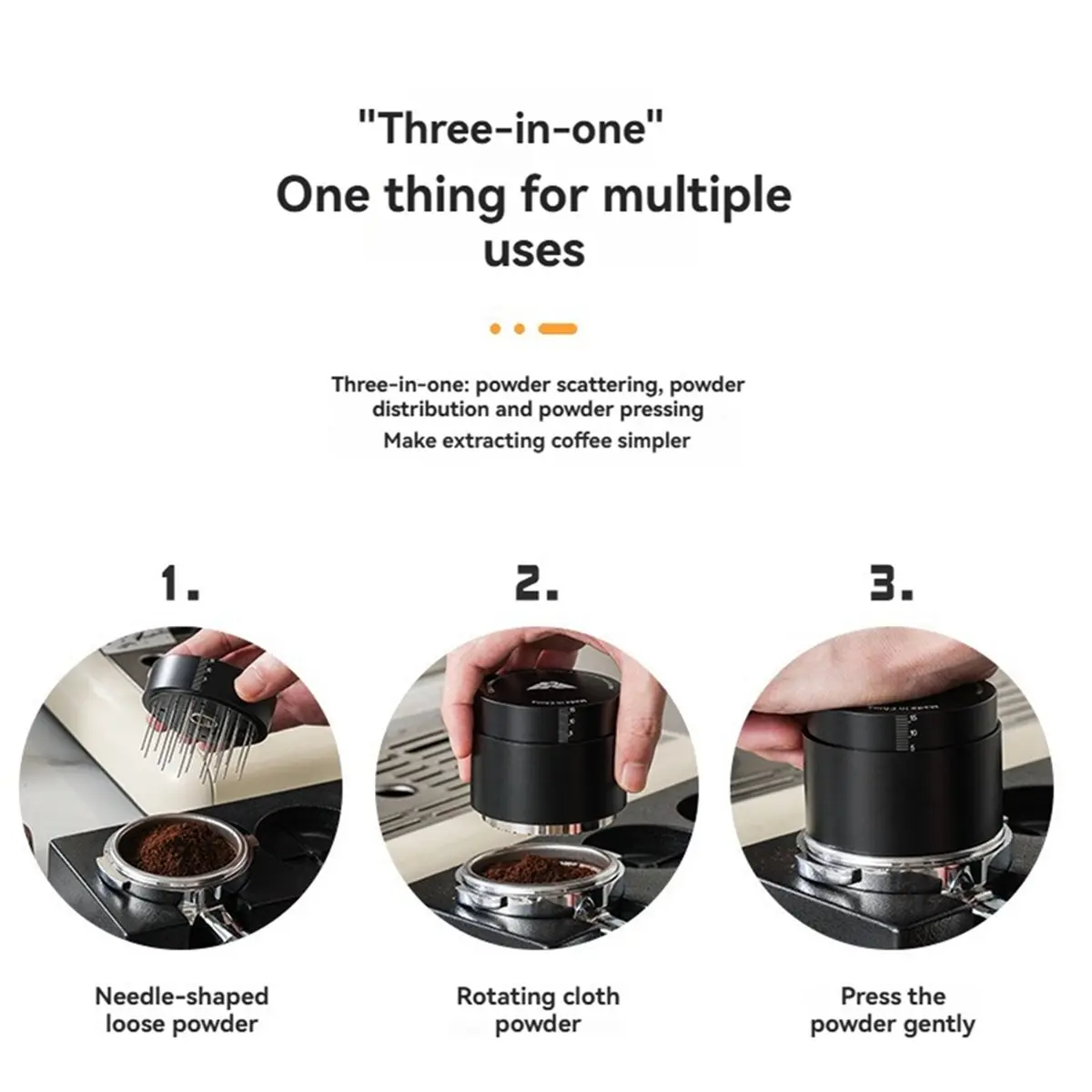 

A47T Coffee Distributor and Tamper with WDT Tool Espresso Distribution Tool Set Espresso Accessories Kit 53MM