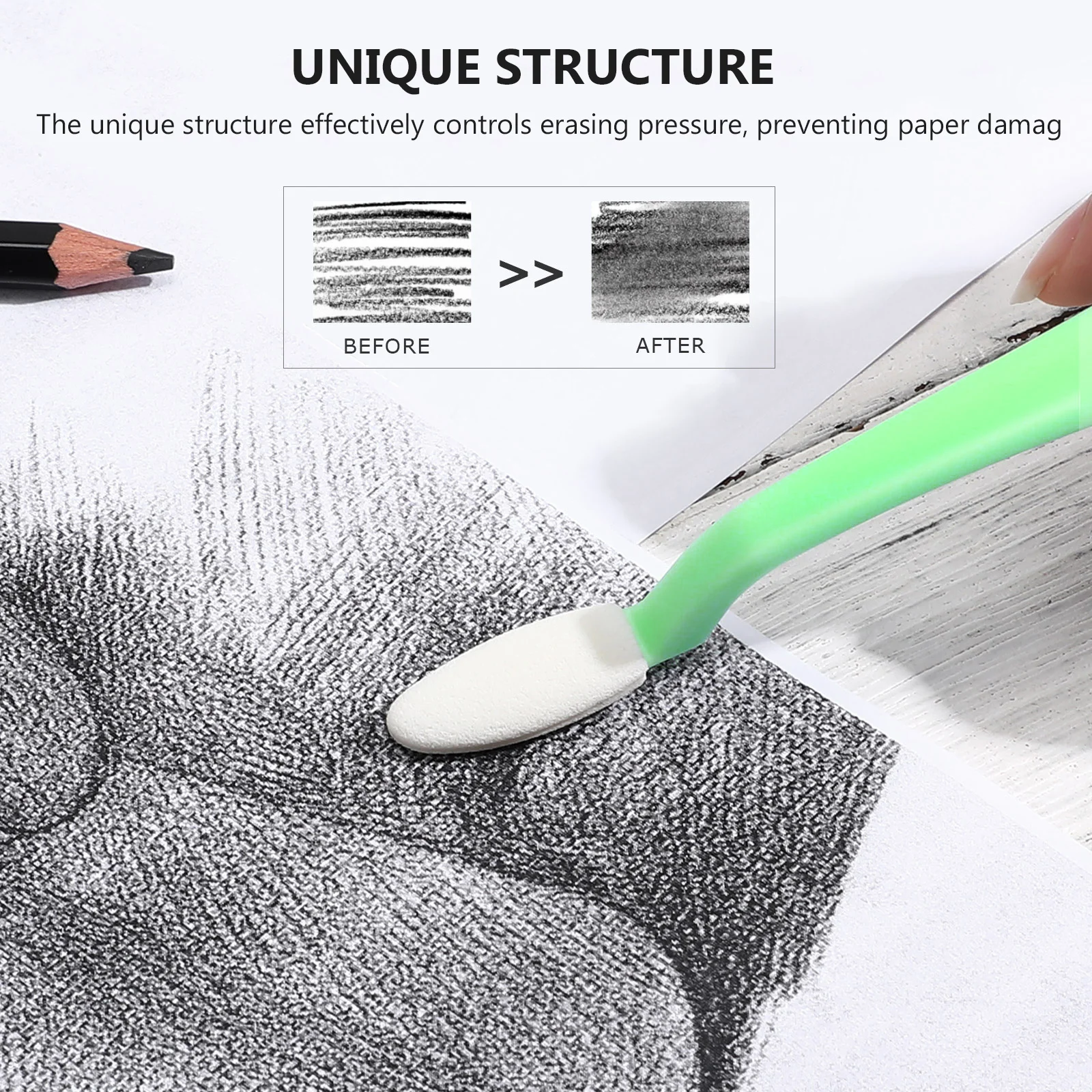 40Pcs Drawing Eraser Sponge Heads Replaceable Blending Tools for Sketching Precision Control Art Supplies Artists Use